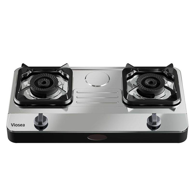 Dual-Burner Stainless Steel Easy-Clean Countertop Gas Hob