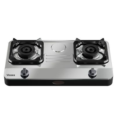 Dual-Burner Stainless Steel Easy-Clean Countertop Gas Hob